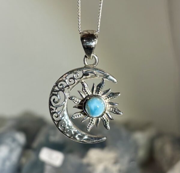 Sol och måne smycke med larimar (Hängsmycke)